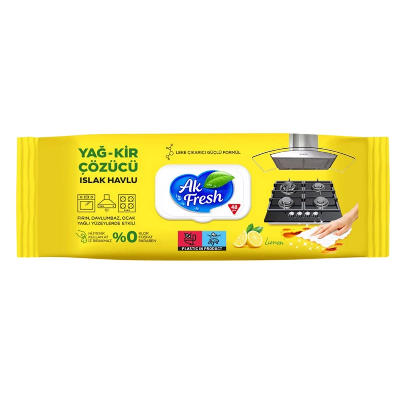 Servetele umede cu lamaie pentru suprafete de inox AK Fresh 84 buc